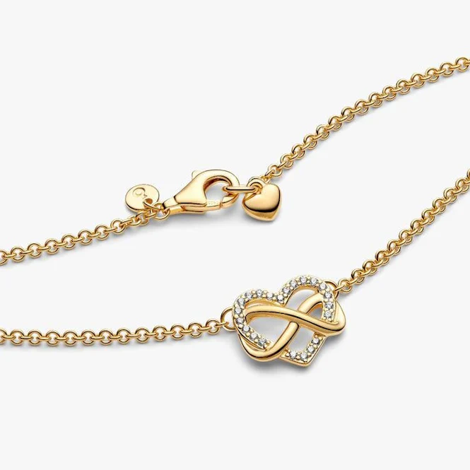 Gold Sparkling Infinity Heart Collier Necklace, 50cm - Image 2