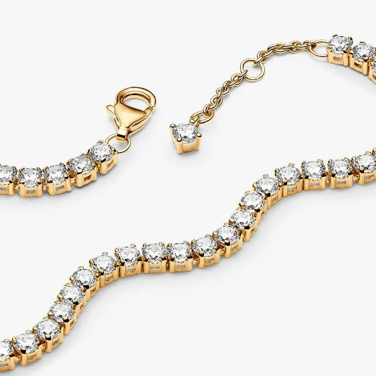 Gold Sparkling Tennis Bracelet, Size 16cm - Image 4