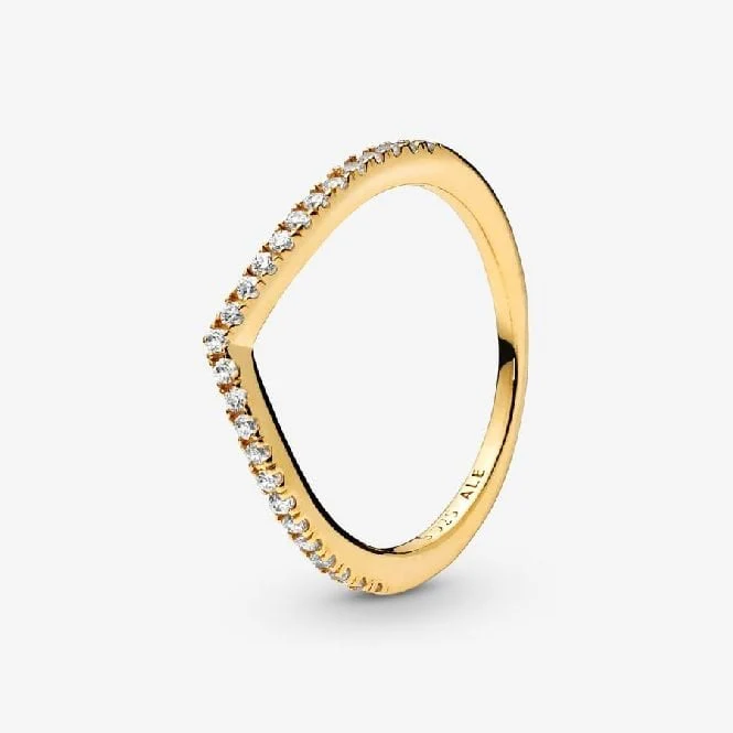 Gold Sparkling Wishbone Ring, Size 46