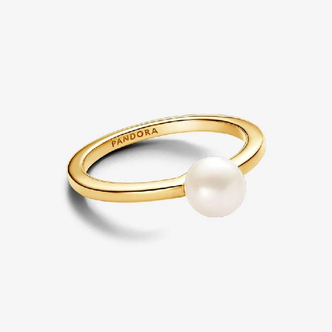 Gold Treated Freshwater Cultured Pearl Ring, Size 54 - Image 2