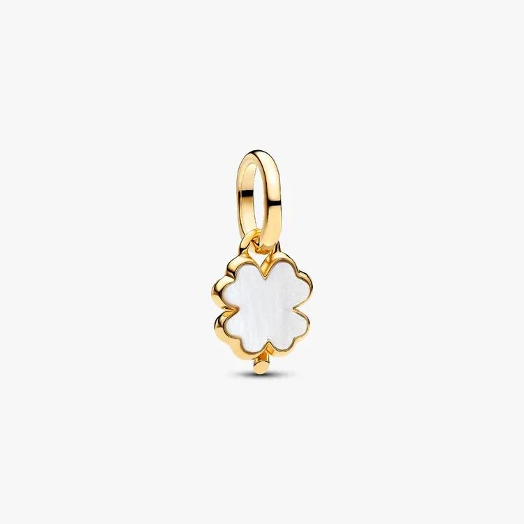 ME Gold White Lucky Clover Dangle Charms