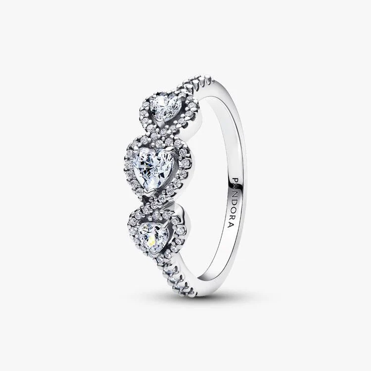 Halo Heart Trilogy Ring, Size 60