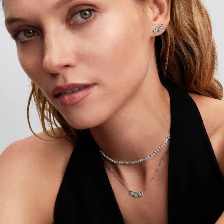 Halo Heart Trilogy Stud Earrings - Image 2