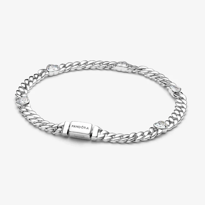 Heart Cuban Chain Bracelet, 16cm