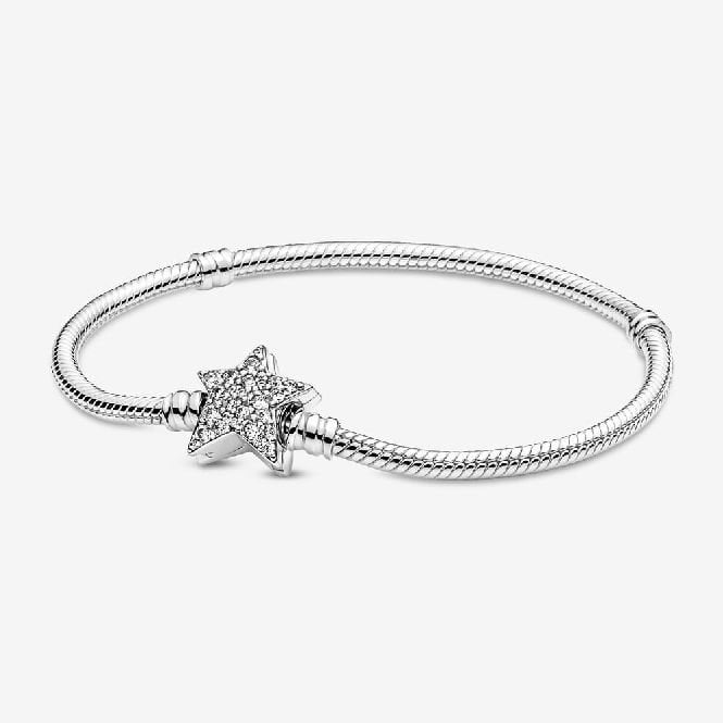 Moments Asymmetric Star Clasp Snake Chain Bracelet, 16cm