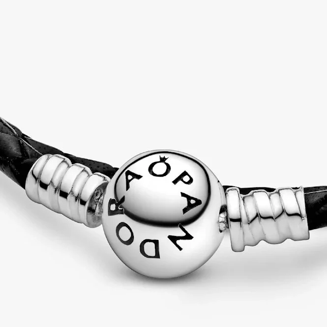 Moments Double Black Leather Bracelet, 38cm - Image 2