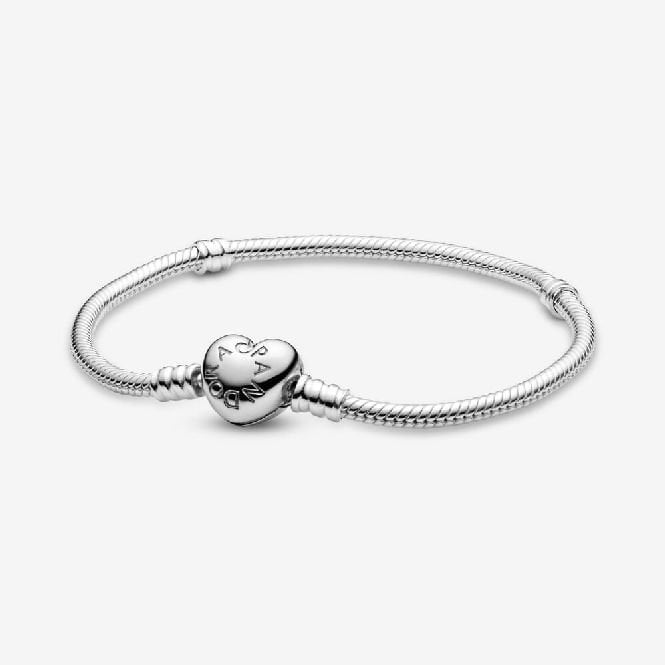 Moments Heart Clasp Snake Chain Bracelet, 23cm