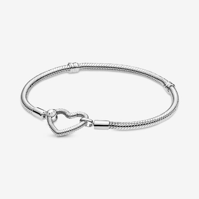 Moments Heart Closure Snake Chain Bracelet, 16cm