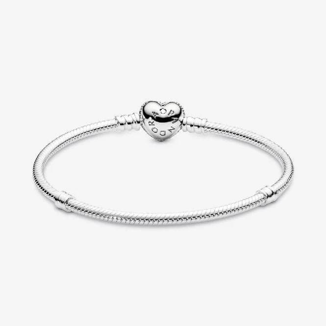 Moments Sparkling Heart Pave Clasp Snake Chain Bracelet, 16cm - Image 4