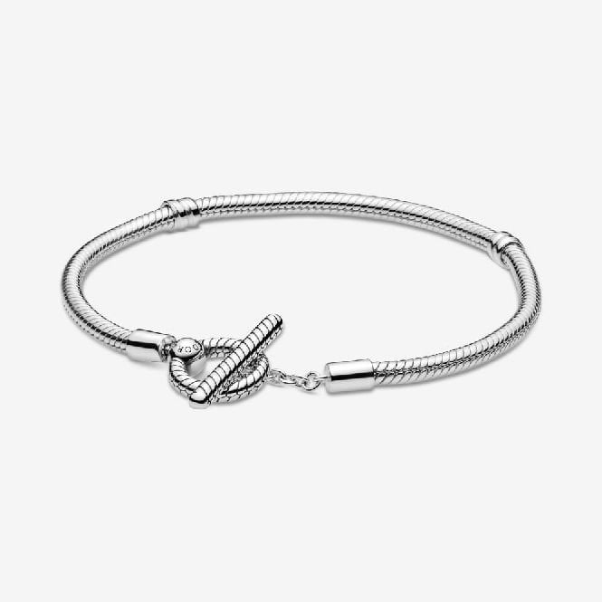 Moments T-Bar Snake Chain Bracelet, 17cm