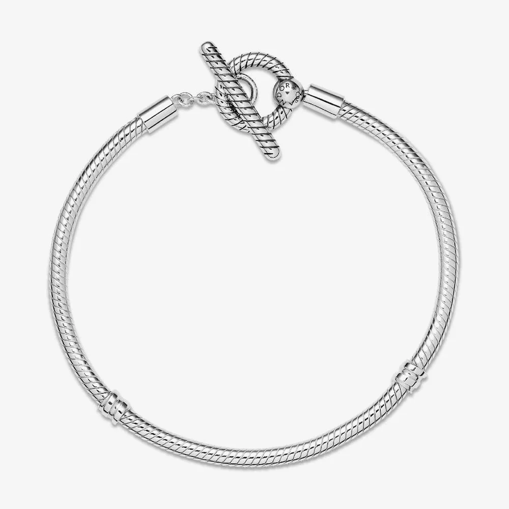 Moments T-Bar Snake Chain Bracelet, 19cm - Image 3
