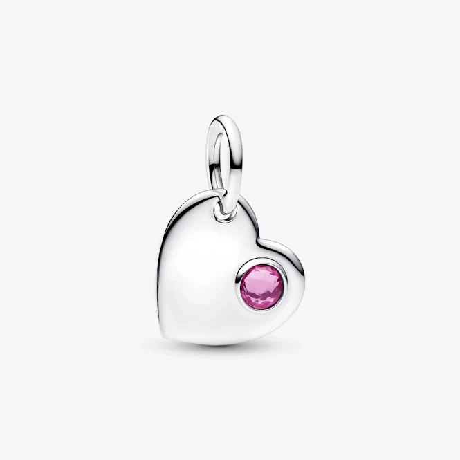 October Birthstone Engravable Heart Dangle Charms