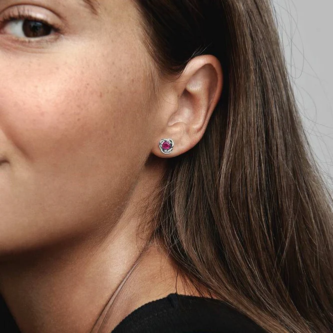 October Birthstone Eternity Circle Stud Earrings - Image 2