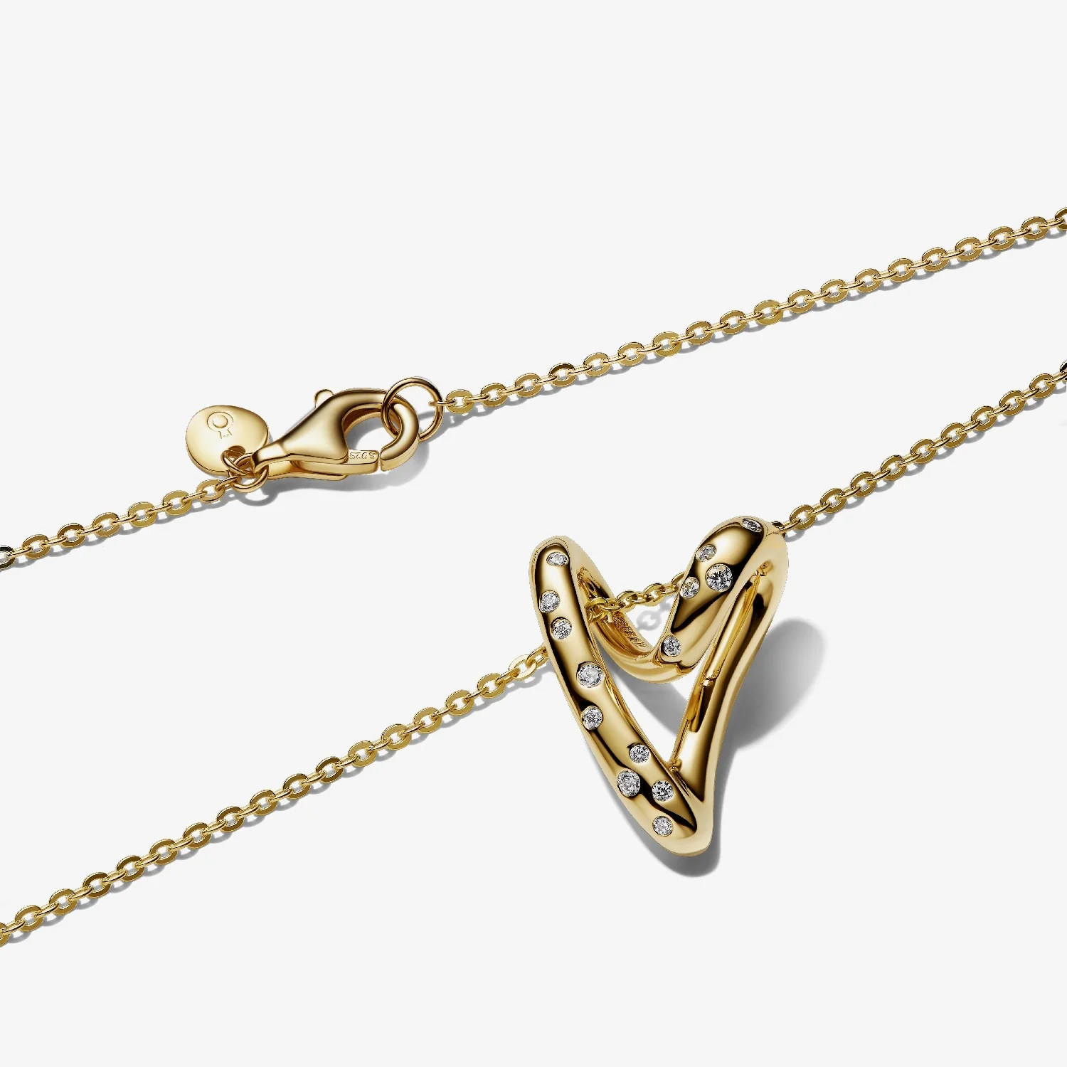 Organically Shaped Stone-Set Heart Pendant Necklace, 60cm - Image 2