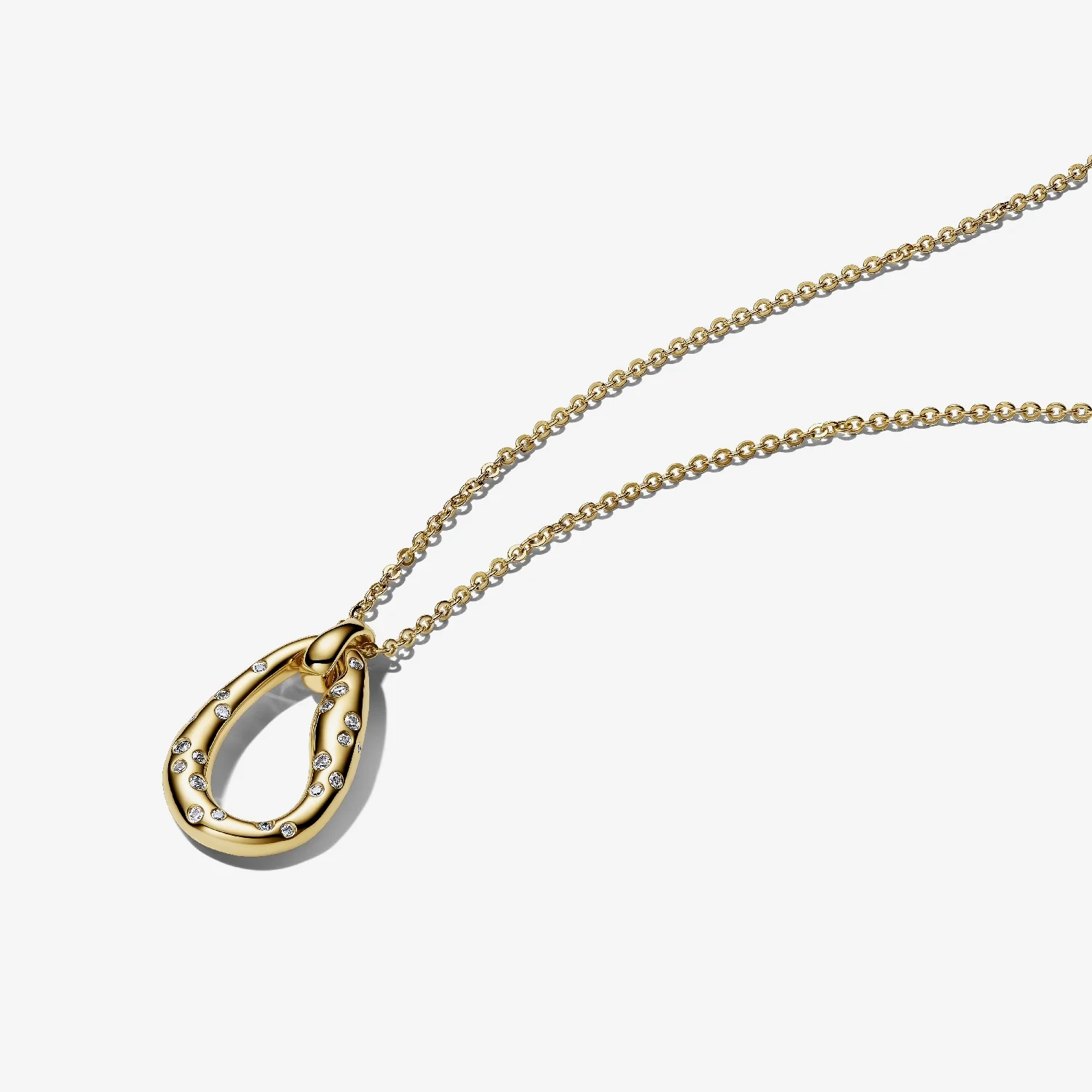 Organically Shaped Stone-Set Oval Pendant Necklace, 45cm