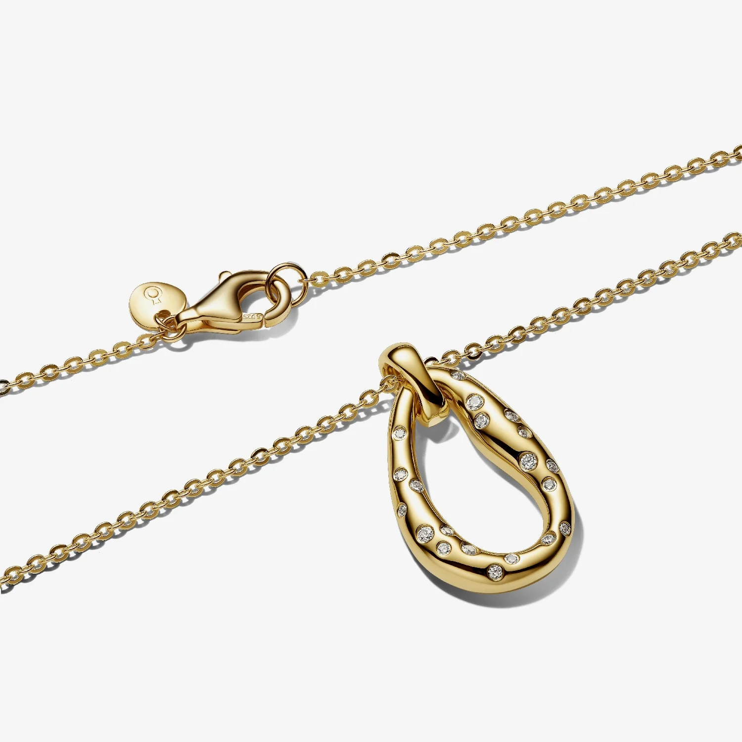 Organically Shaped Stone-Set Oval Pendant Necklace, 45cm - Image 2