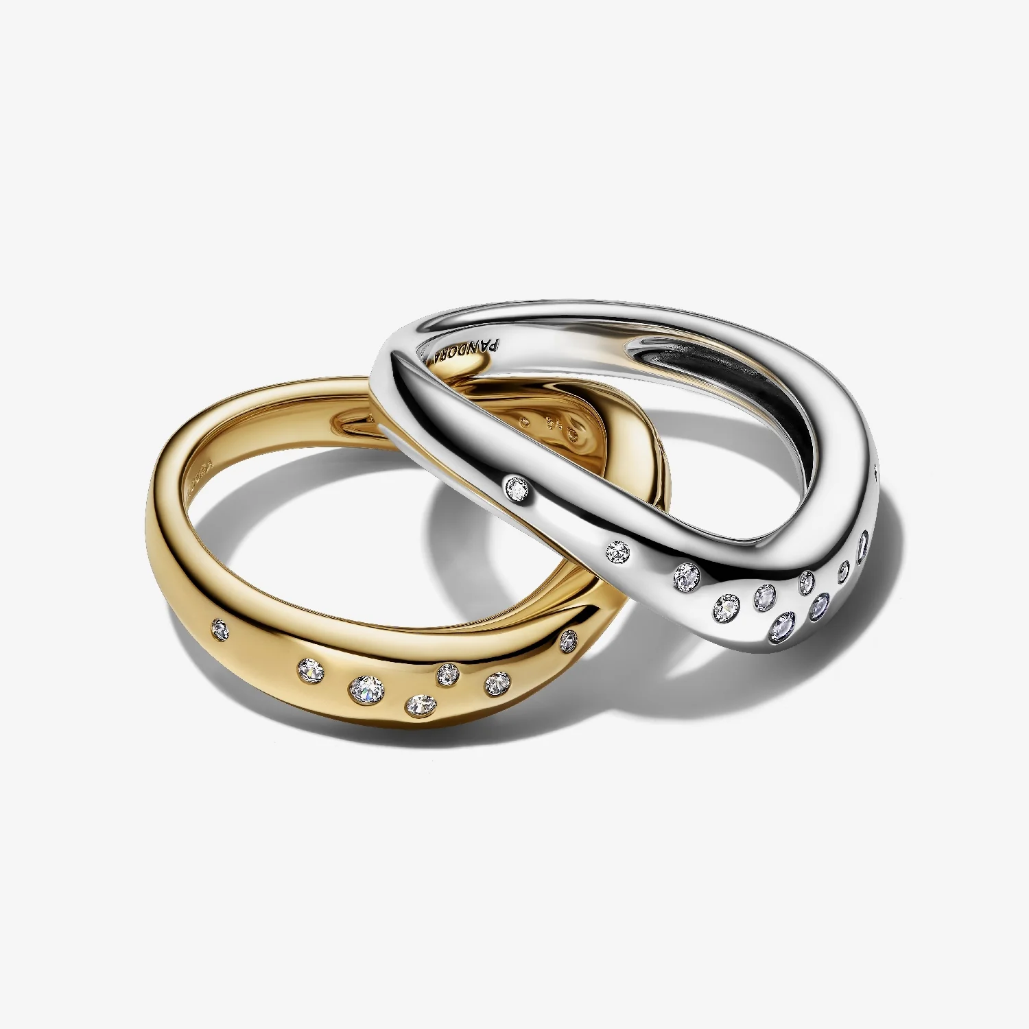 Organically Shaped Two-Tone Stacking Rings, Size 58