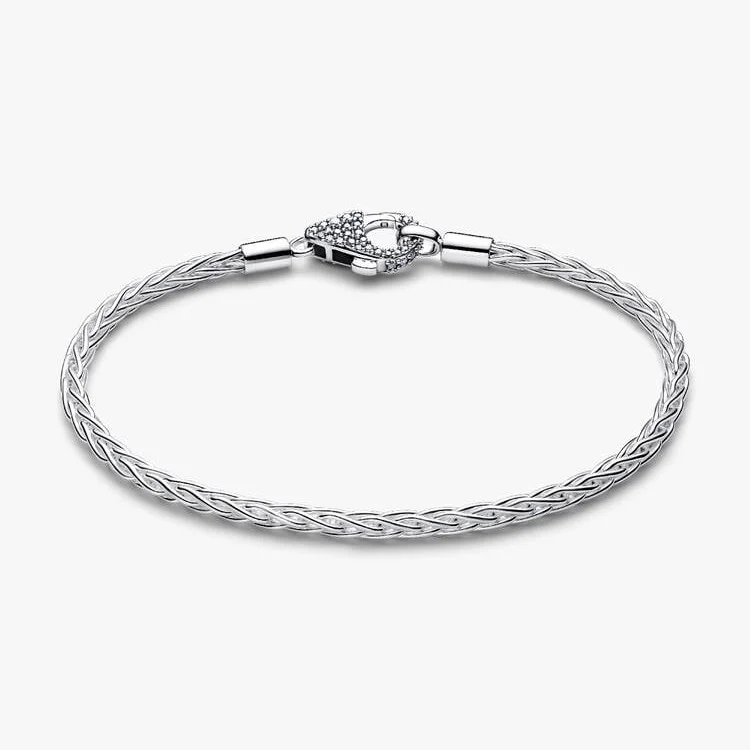 Pave Clasp Foxtail Chain Charm Bracelet, 19cm - Image 3