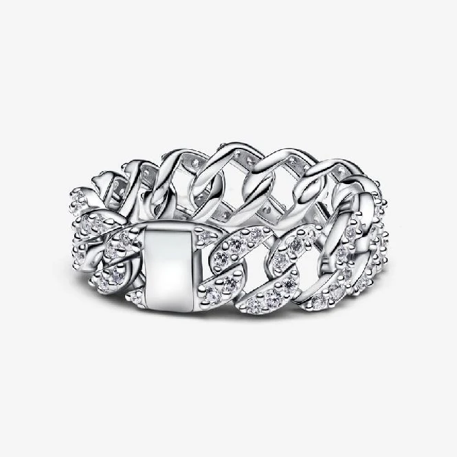 Pave Cuban Chain Ring, Size 50 - Image 2