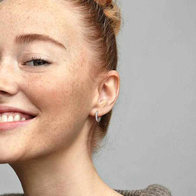 Pave Heart Hoop Earrings - Image 2