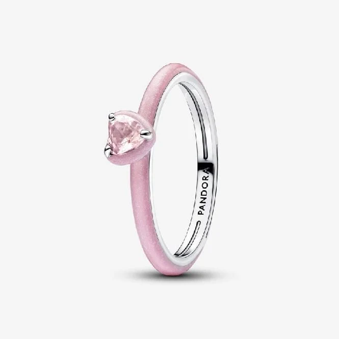 Pink Chakra Heart Ring, Size 60