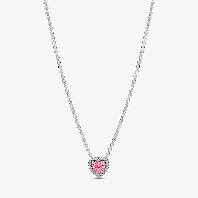 Pink Elevated Heart Necklace, 45cm