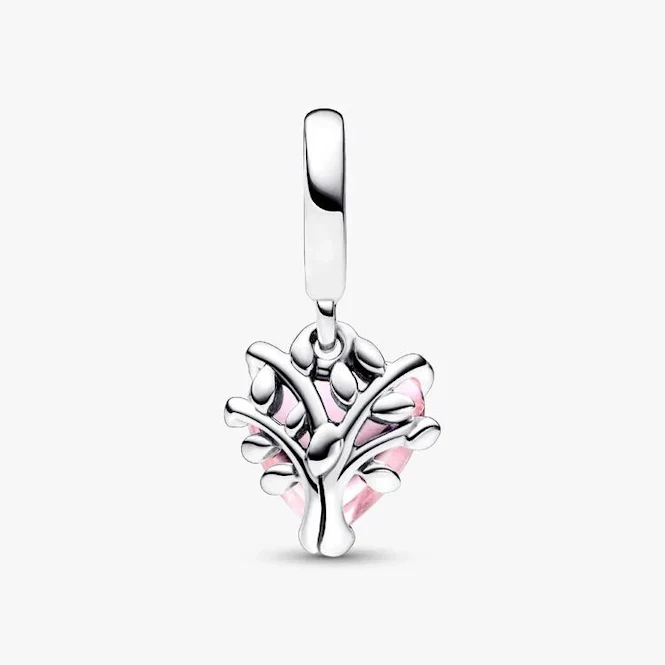 Pink Family Tree & Heart Dangle Charms - Image 2