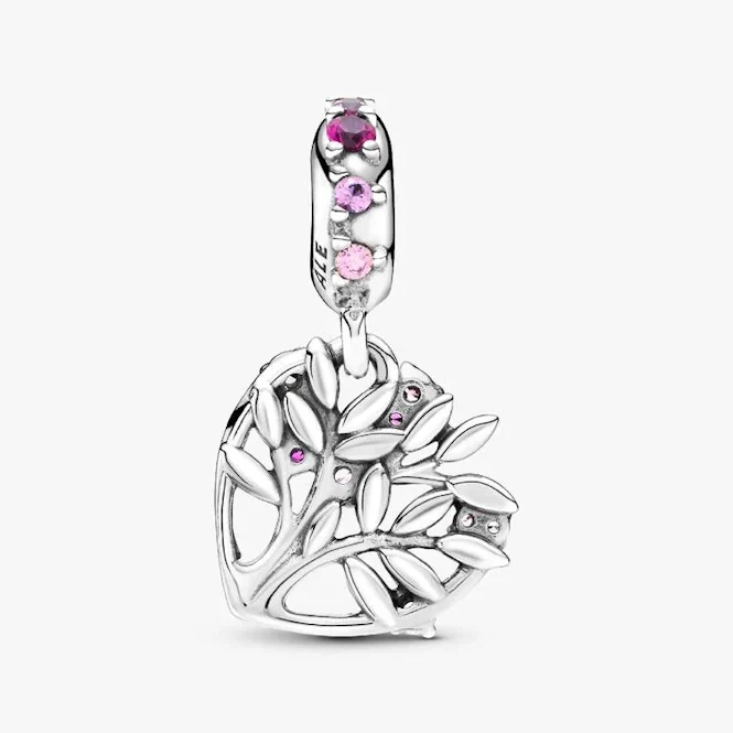 Pink Heart Family Tree Dangle Charms - Image 4