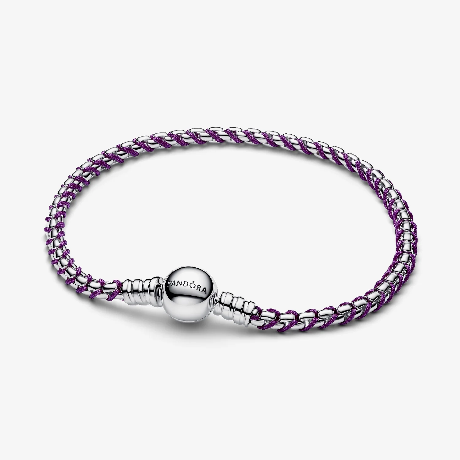 Purple Cord Box Chain Bracelet, 18cm