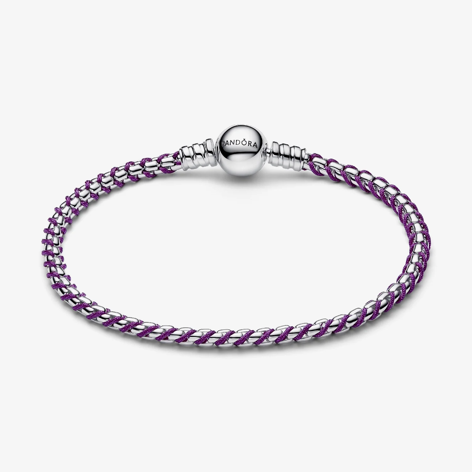 Purple Cord Box Chain Bracelet, 18cm - Image 2