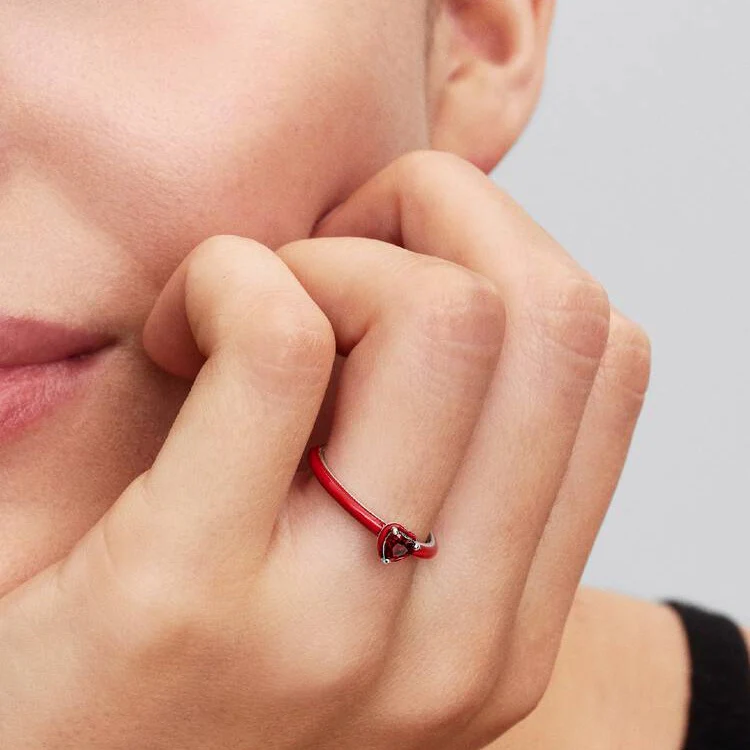 Red Chakra Heart Ring, Size 54 - Image 4