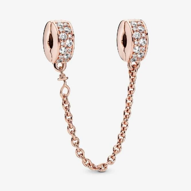 Rose Clear Pave Safety Chain Clip Charms, 5cm