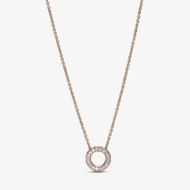 Rose Logo Pave Circle Collier Necklace, 45cm