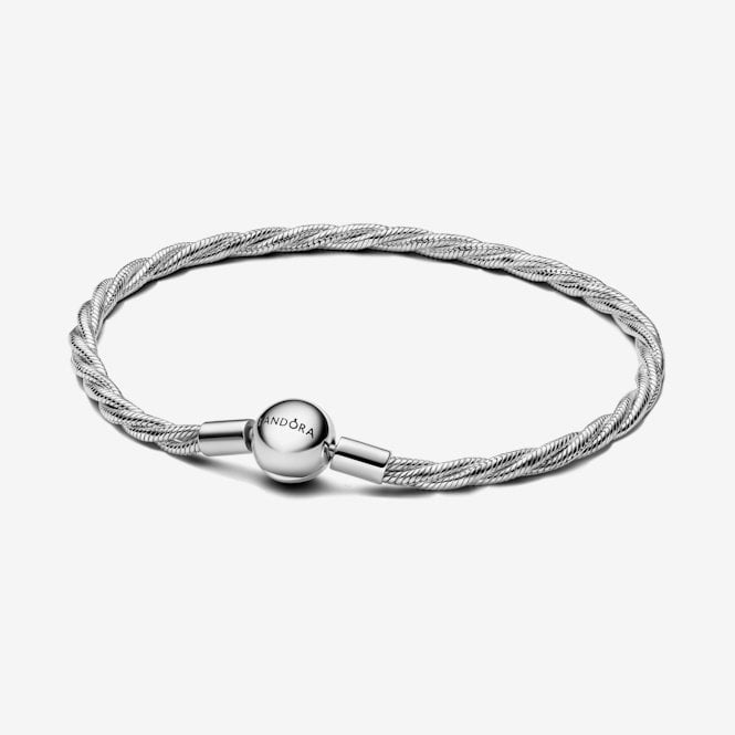 Round Clasp Twisted Snake Chain Bracelet, 21cm