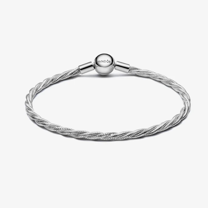 Round Clasp Twisted Snake Chain Bracelet, 21cm - Image 2