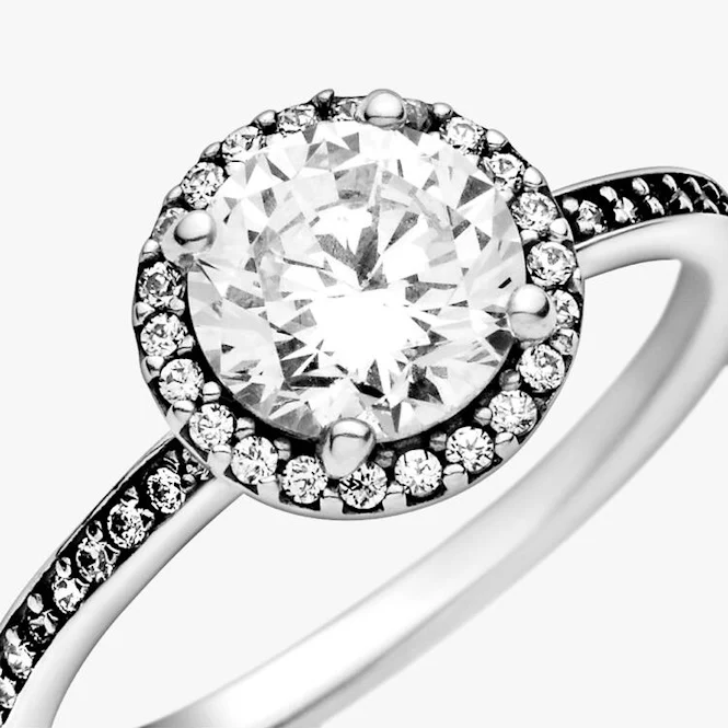 Round Sparkle Halo Ring, Size 50 - Image 2