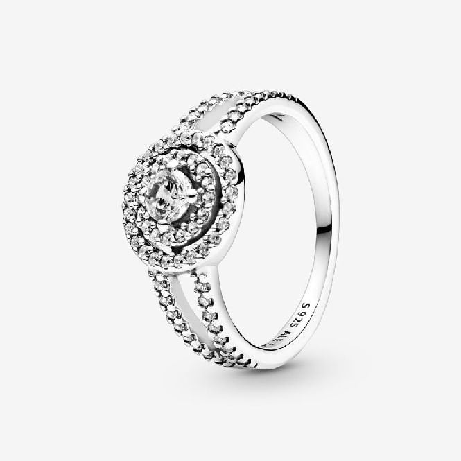 Sparkling Double Halo Ring, Size 48