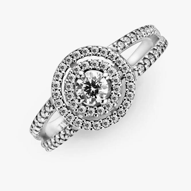 Sparkling Double Halo Ring, Size 54 - Image 2