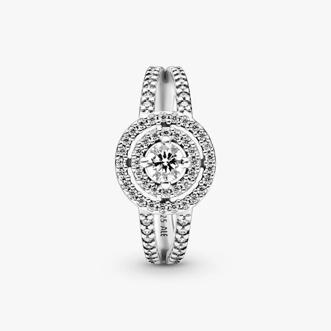 Sparkling Double Halo Ring, Size 54 - Image 4