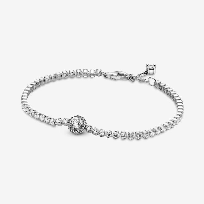 Sparkling Halo Tennis Bracelet, 16cm