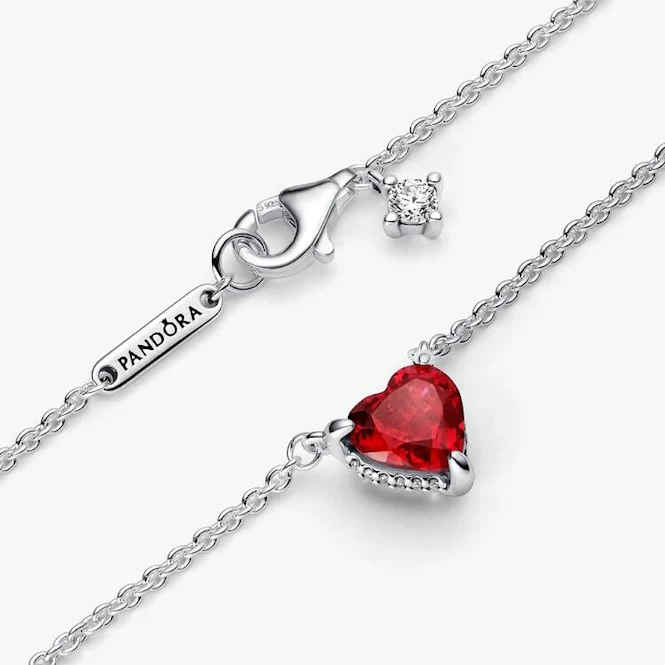 Sparkling Heart Halo Pendant Collier Necklace, 45cm - Image 2