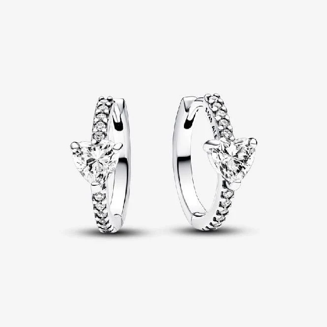 Sparkling Heart Hoop Earrings