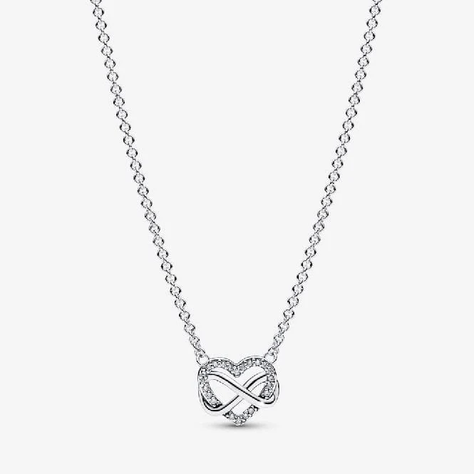 Sparkling Infinity Heart Collier Necklace, 50cm