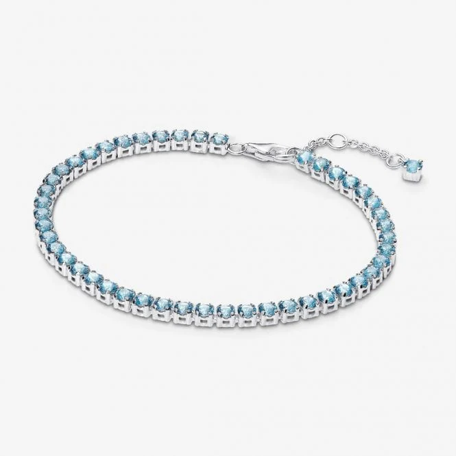 Sparkling Light Blue Tennis Bracelet, 18cm