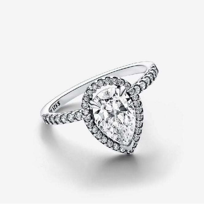 Sparkling Pear Halo Ring, Size 50 - Image 2