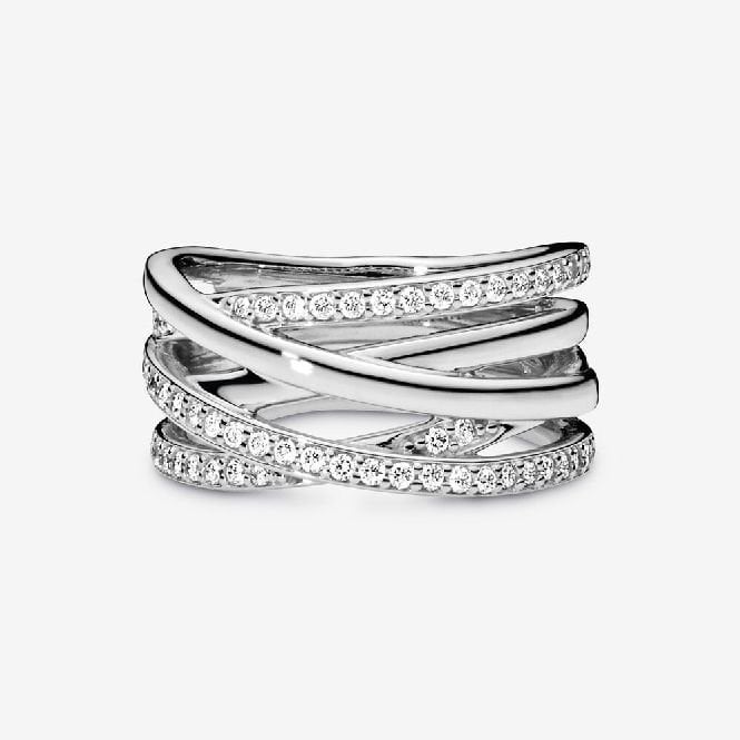 Sparkling & Polished Lines Ring, Size 50 - Image 2