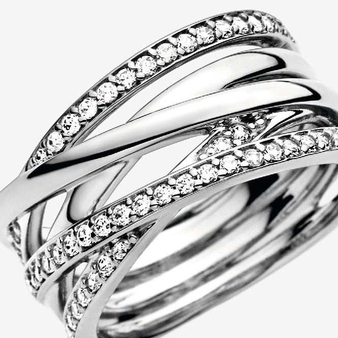 Sparkling & Polished Lines Ring, Size 50 - Image 4