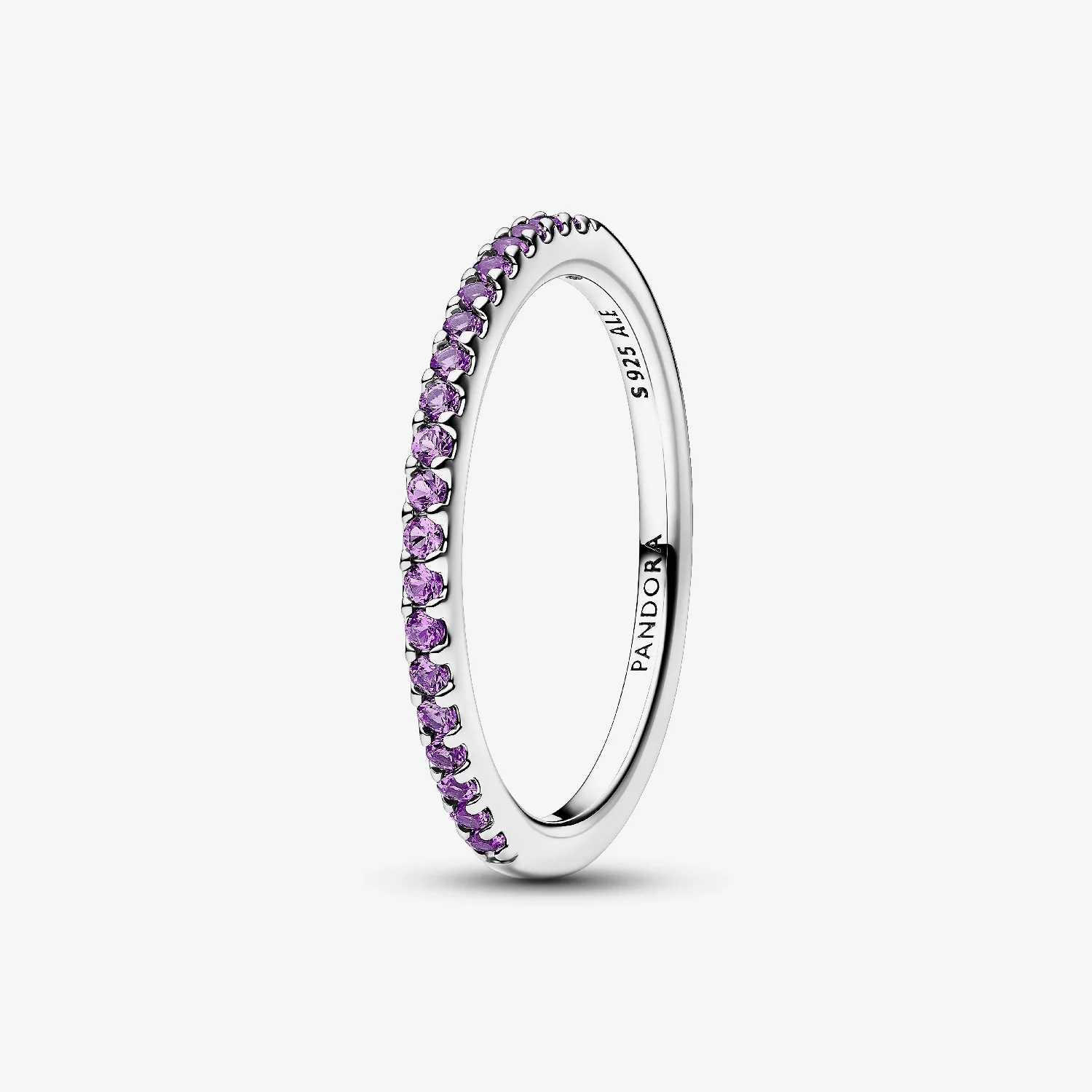 Sparkling Purple Half-Eternity Band Ring, Size 54