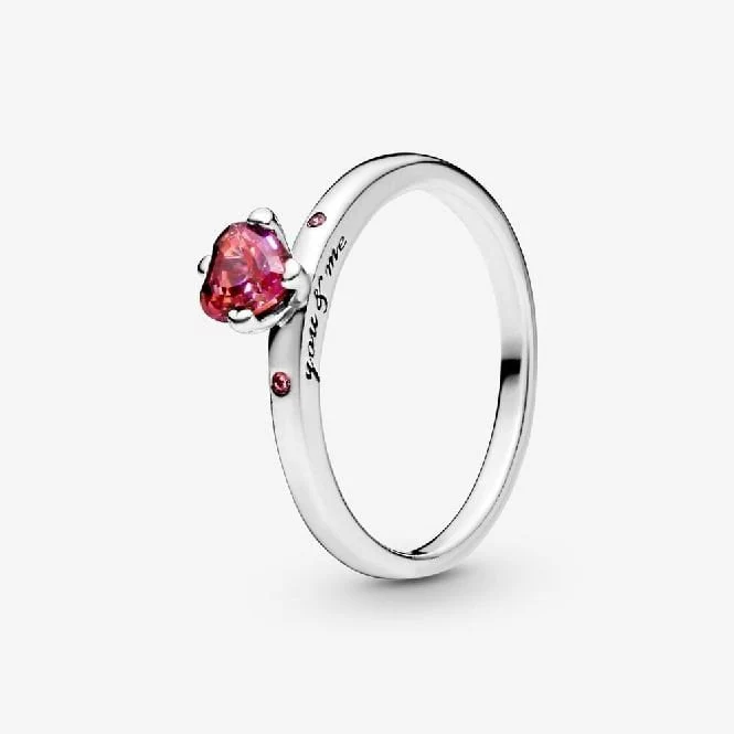 Sparkling Red Heart Ring, Size 48