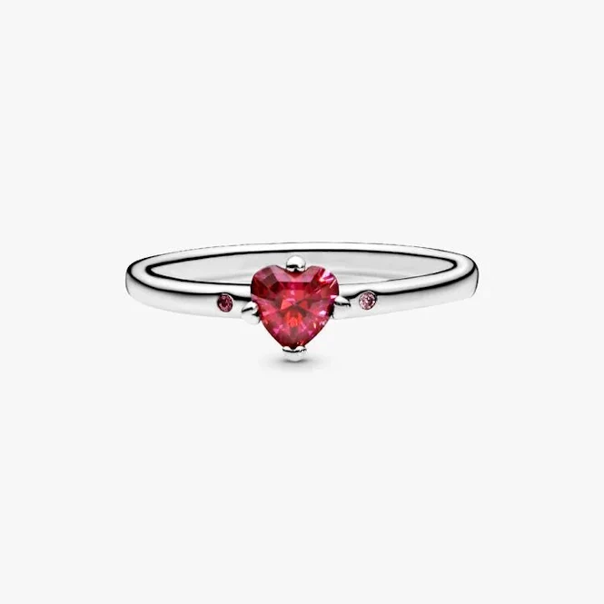 Sparkling Red Heart Ring, Size 48 - Image 2